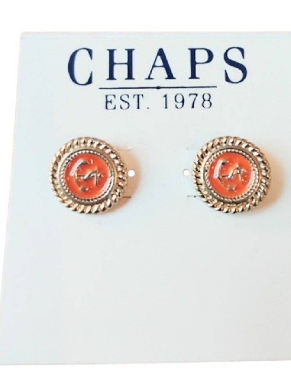 Chap's Women's Orange Gold Tone Round Circle Dainty Pierced Post Stud Earrings